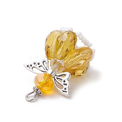 Faceted Glass Pendants PALLOY-MZ00583-01-1