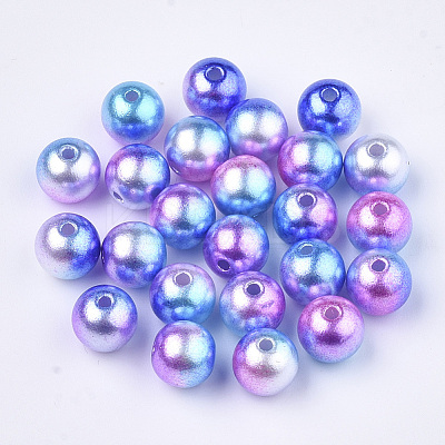 Rainbow ABS Plastic Imitation Pearl Beads OACR-Q174-5mm-06-1