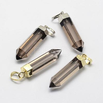 Natural Smoky Quartz Pointed Pendants G-G720-11-1