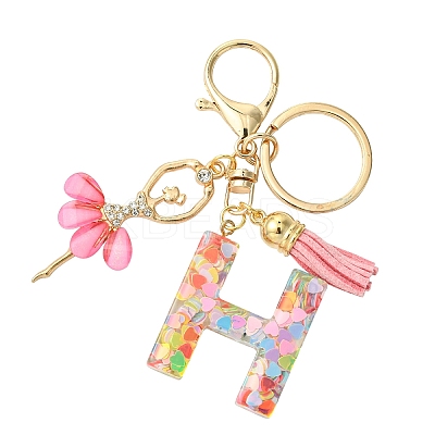Letter A~Z Transparent Glitter Resin Pendant Keychains KEYC-FZ00024-08-1