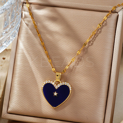 Elegant Fashionable Brass Micro Pave Clear Shiny Cubic Zirconia Heart Necklaces for Daily Wear HK4555-2-1