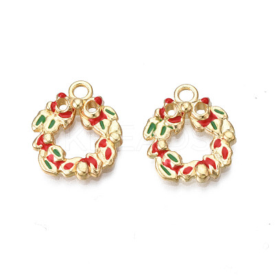 Rack Plating Alloy Enamel Pendants ENAM-N055-122-1