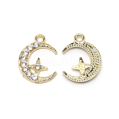 Moon & Star Alloy with Rhinestone Small Handmade Pendant Charms PALLOY-WH0086-97-1