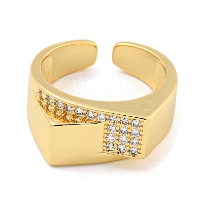 Clear Cubic Zirconia Wide Open Cuff Ring RJEW-L121-008G-1