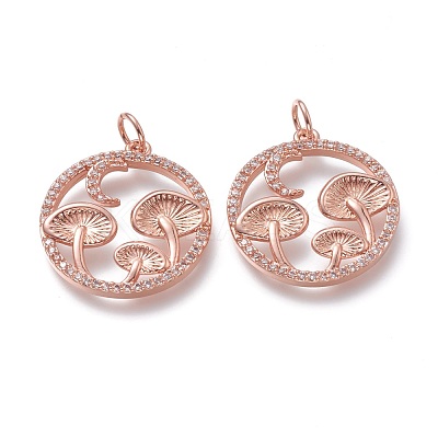 Autumn Theme Brass Micro Pave Clear Cubic Zirconia Pendants ZIRC-H104-01-RG-1