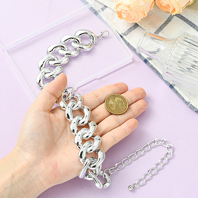 1Pc Aluminum Chunky Cuban Link Chain Choker Necklaces for Women NJEW-SP0001-11P-1