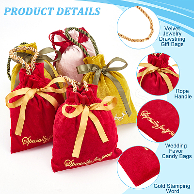 12Pcs 3 Colors Velvet Jewelry Drawstring Gift Bags with Rope Handle ABAG-NB0001-97-1