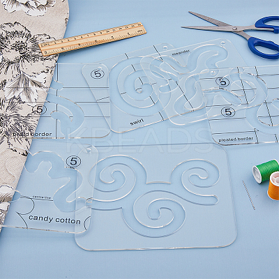 6Pcs 6 Styles Acrylic Quilting Templates DIY-HY0001-67-1