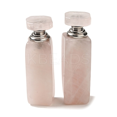 Natural Rose Quartz Dropper Perfume Bottle with Stainless Steel Color Tone 304 Stainless Steel Findings DJEW-H010-01P-02-1