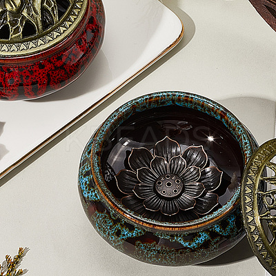 2Pcs 2 Colors Ceramic Incense Burners Holder DJEW-GF0001-78-1