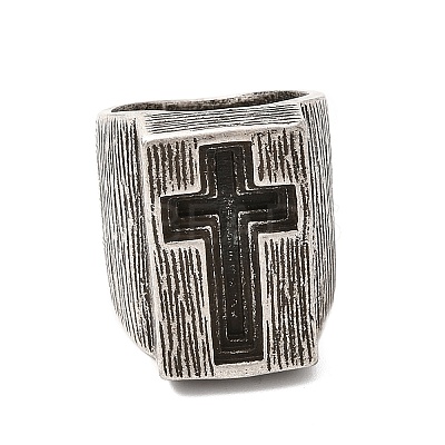304 Stainless Steel Cross Finger Rings RJEW-Z114-01AS-1