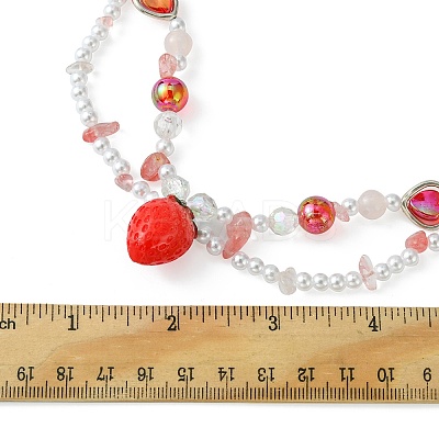 Resin Strawberry Pendant Necklace NJEW-FZ00004-12-1