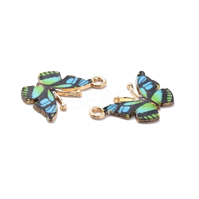 Light Gold Alloy Enamel Pendants ENAM-G210-02LG-02-1
