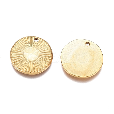Textured Flat Round 304 Stainless Steel Pendants STAS-G218-06G-1