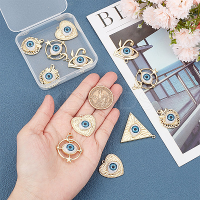 15Pcs 5 Style Rack Plating Alloy Enamel Pendants FIND-SC0004-09-1