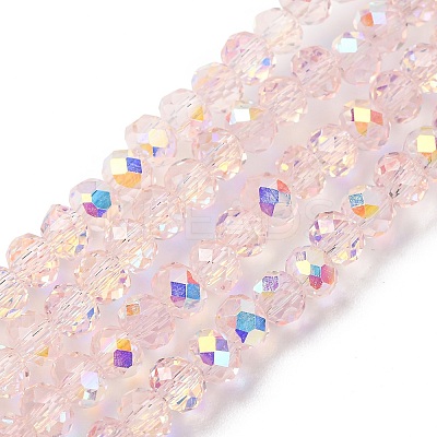 Electroplate Transparent Glass Beads Strands EGLA-A046-01A-15-1