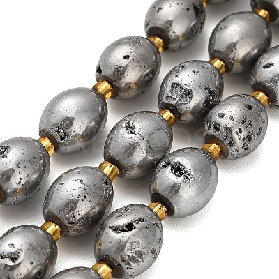 Electroplated Natural Druzy Geode Crystal Beads Strands G-F833-O01-01D-1