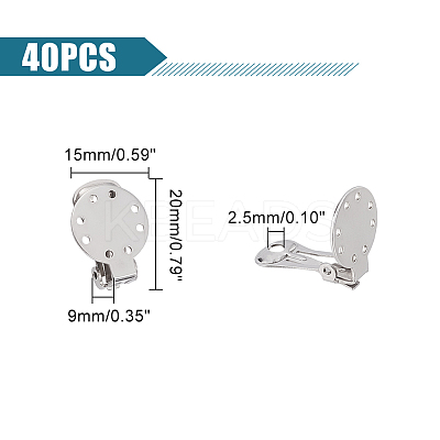 40Pcs 304 Stainless Steel Clip-on Earring Settings STAS-UN0044-03-1