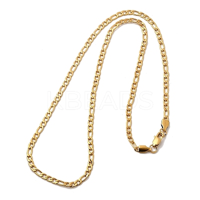 3.8MM 304 Stainless Steel Figaro Chain Necklaces for Women NJEW-B134-02B-G-1