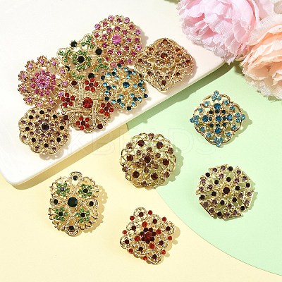 12Pcs Exquistie Rhinestone Brooch JEWB-YW0001-03-1