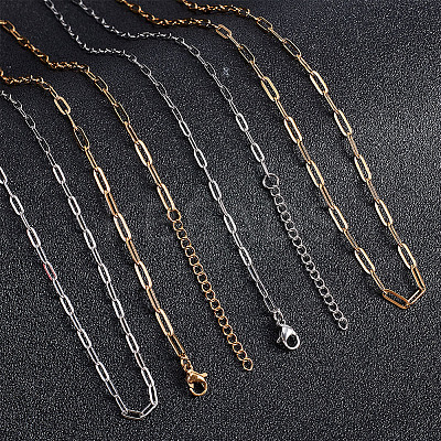 18Pcs 2 Colors 667 Stainless Steel Paperclip Chain Necklaces NJEW-ME0001-08-1