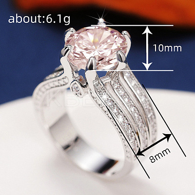 Brass Micro Pave Cubic Zirconia Finger Rings for Women FS-WGB56BB-24-1