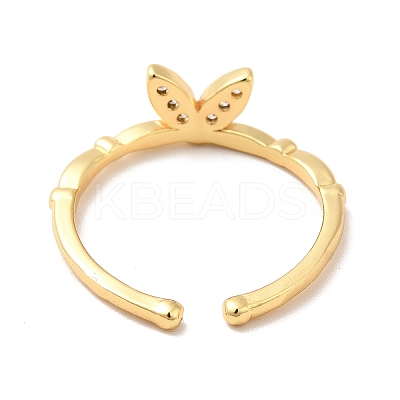 Clear Cubic Zirconia Bowknot Open Cuff Ring KK-H434-18G-1