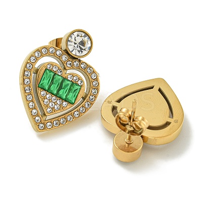 Ion Plating(IP) 304 Stainless Steel with Rhinestone Stud Earrings EJEW-G400-02C-G-1