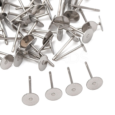 Tarnish Resistant 316 Surgical Stainless Steel Flat Round Blank Peg Stud Earring Settings LS-X-STAS-R073-06-1