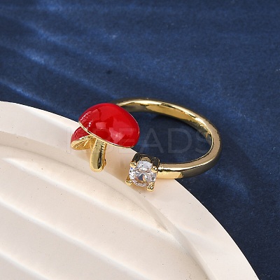 Brass Micro Pave Cubic Zirconia Open Cuff Rings for Women RJEW-U057-26G-02-1