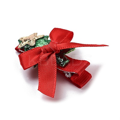 Christmas Theme Cloth Felt Fabric Alligator Hair Clip OHAR-R100-01C-1