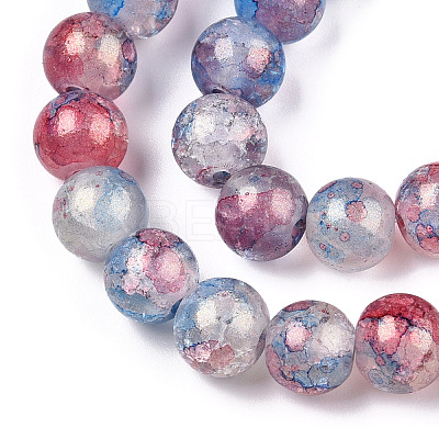 Baking Paint Crackle Glass Bead Strands DGLA-R053-05H-1