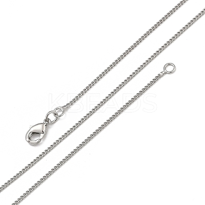 1mm Rack Plating Brass Curb Chain Necklaces for Women Men MAK-L044-26P-1