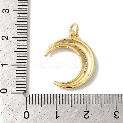 Moon Rack Plating Brass Micro Pave Cubic Zirconia Enamel Pendants KK-G504-06G-06-1