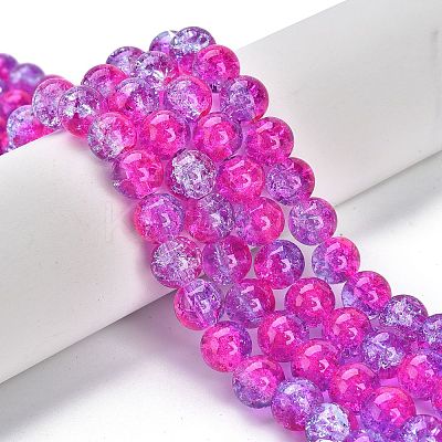 1 Strand Transparent Crackle Glass Round Beads Strands X-CCG-Q002-10mm-09-1