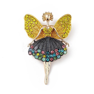 Butterfly Dancer Enamel Pin with Rhinestone JEWB-P016-01G-03-1