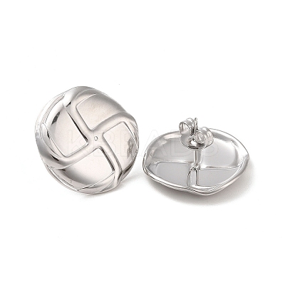 Non-Tarnish Flat Round 304 Stainless Steel Stud Earrings for Women EJEW-L272-014P-1