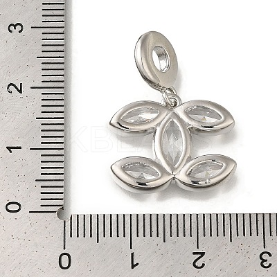 Leaf Rack Plating Brass Micro Pave Clear Cubic Zirconia Pendant KK-H485-08P-1