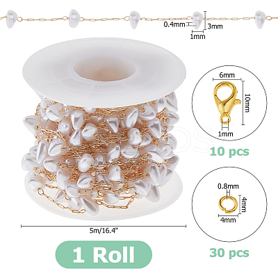 DIY Brass ABS Imitation Pearl Bead Handmade Chains Necklaces Making Kits DIY-HS0001-65A-1
