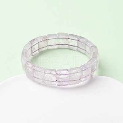 Rectangle Natural Amethyst Beads Stretch Bracelets for Women Men BJEW-Z149-01D-1