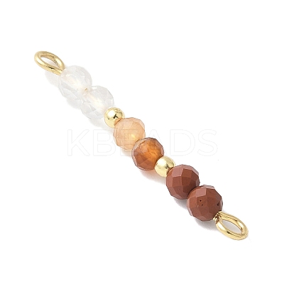 Faceted Round Natural Mixed Gemstone Beaded Connector Charms PALLOY-JF03530-1