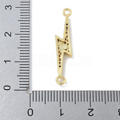 Rack Plating Brass Micro Pave Clear Cubic Zirconia Lightning Bolt Connector Charms KK-A234-067G-1