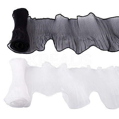 2Pcs 2 Color Nylon Pleated Lace Trim OCOR-TA0002-75-1