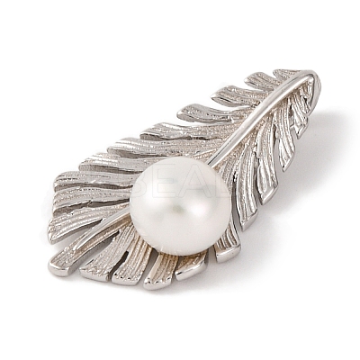 Rhodium Plated 925 Sterling Silver & Natural Shell Pendants STER-C009-12P-1