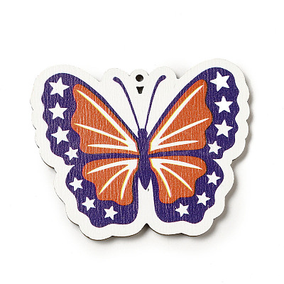 American Flag Theme Single Face Printed Aspen Wood Big Pendants WOOD-G014-09-1