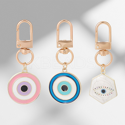 3Pcs Evil Eye Alloy Enamel Pendant Decoration HJEW-CP00035-1