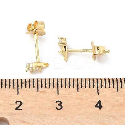 925 Sterling Silver Clear Cubic Zirconia Stud Earrings EJEW-Q032-01F-G-1