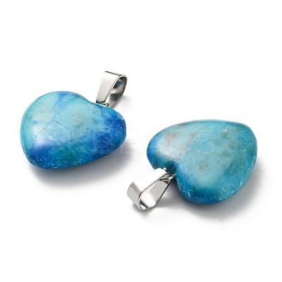 Dyed Heart Natural Gemstone Pendants G-Q438-05-1