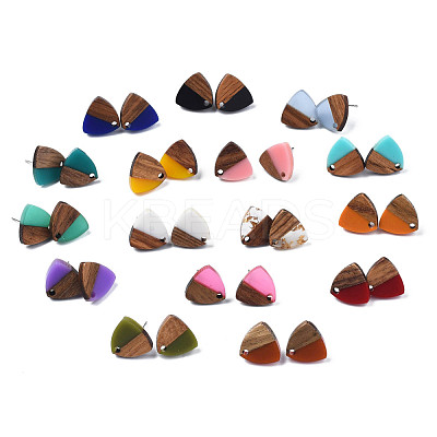 Resin & Walnut Wood Stud Earring Findings MAK-N032-023A-1
