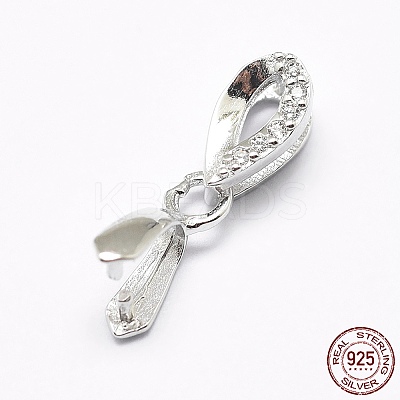 Anti-Tarnish Rhodium Plated 925 Sterling Silver Micro Pave Cubic Zirconia Pendant Bails STER-E053-48P-1